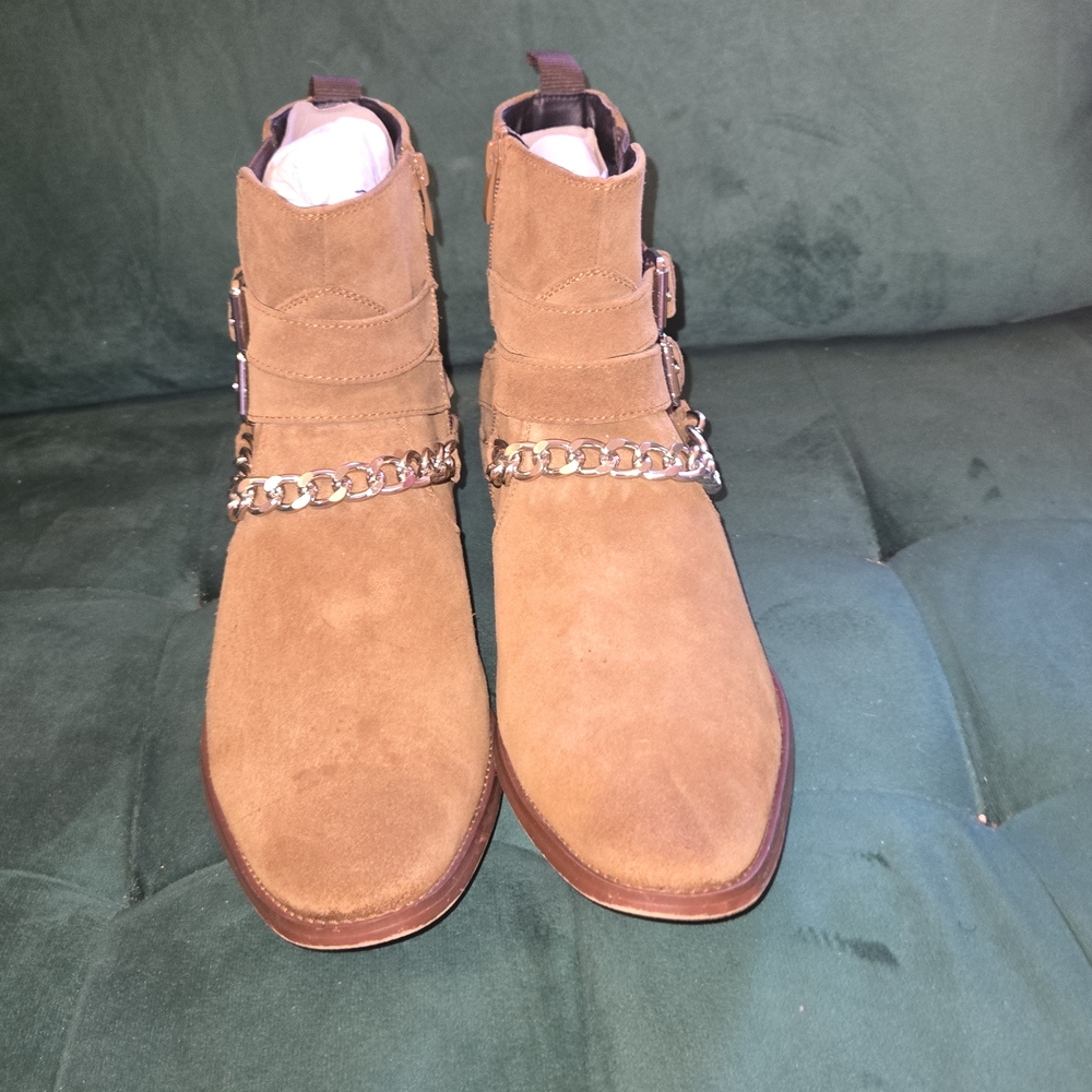INC International Concepts Tan Chukka Boots with Chain Detail